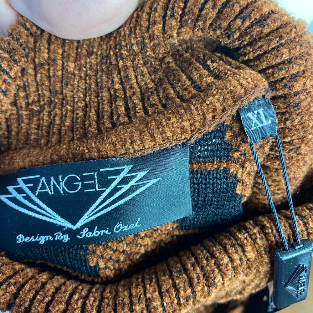 NWT Angel Design by Sabri Ozel rust brown black turtle neck chenille sweater XL - Picture 8 of 12